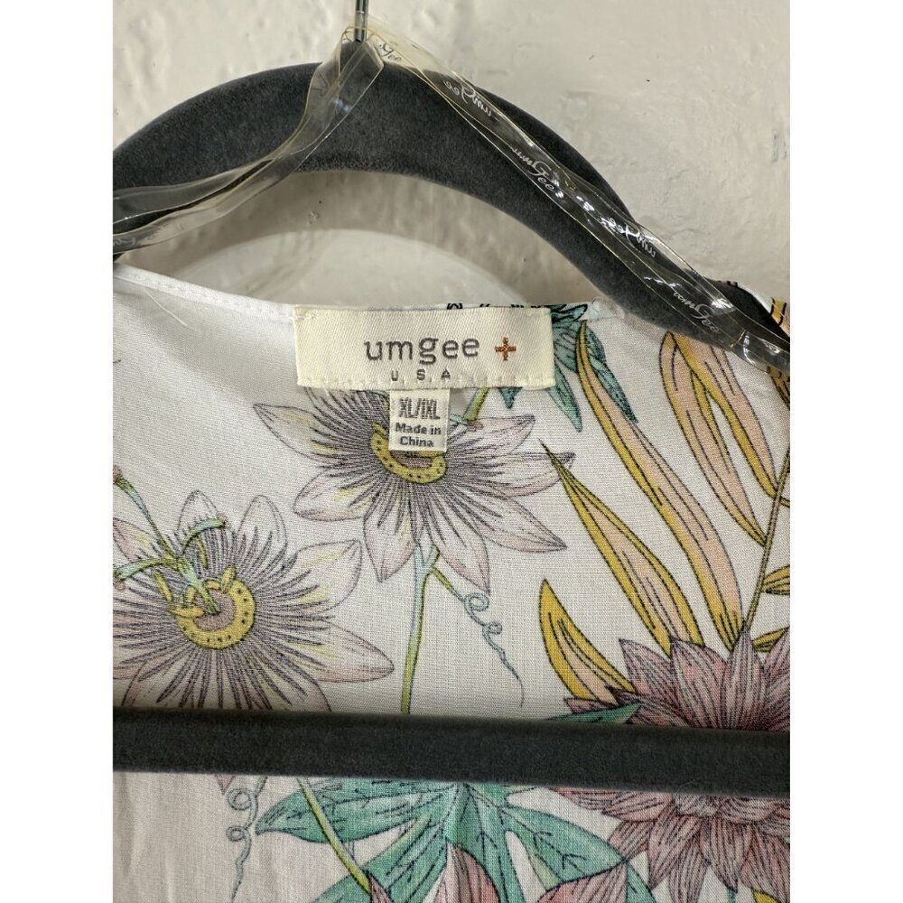 Umgee Full Size Sheer Mixed Floral Print Kimono with Side Slit Size XL/XXL - Picture 4 of 6